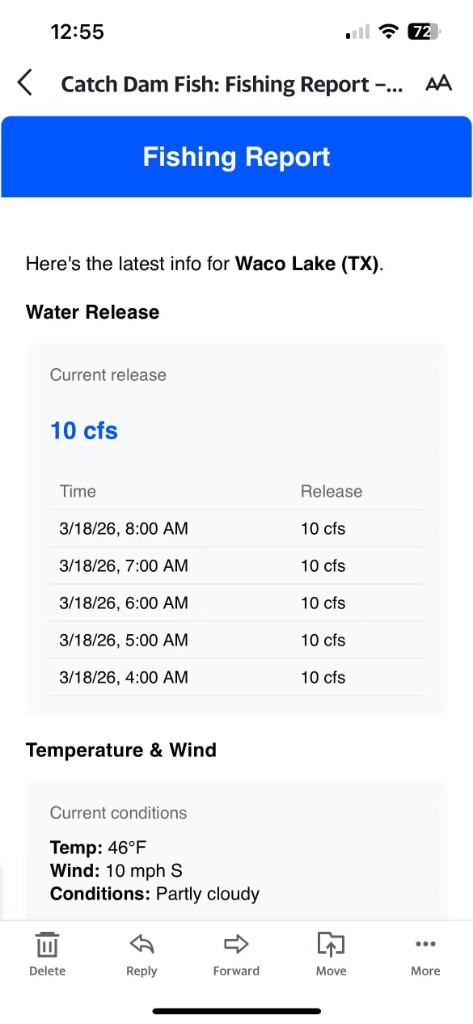 Receive free fishing report by email